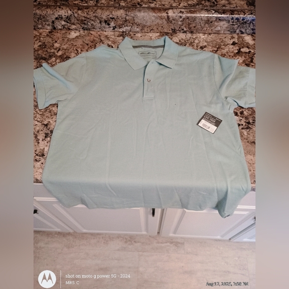 Eddie Bauer Soft Blue Polo Shirt. New With Tags. Large - Picture 1 of 5
